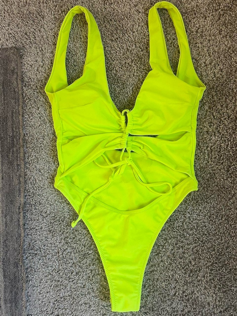 Target Neon Lime Cut out Lace-Up One-Piece Swimsuit